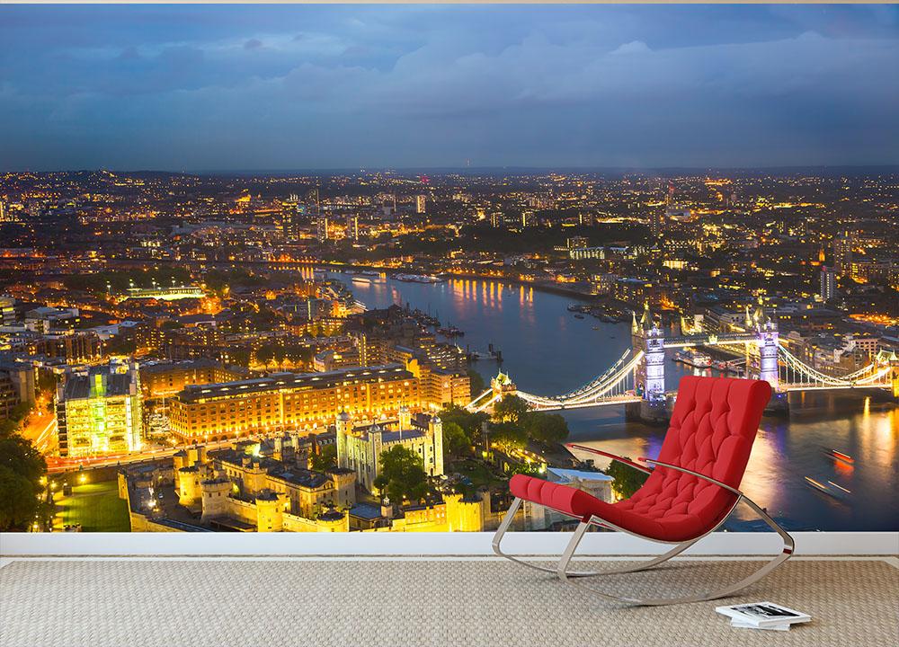 London at sunset City background Wall Mural Wallpaper - Canvas Art Rocks - 2