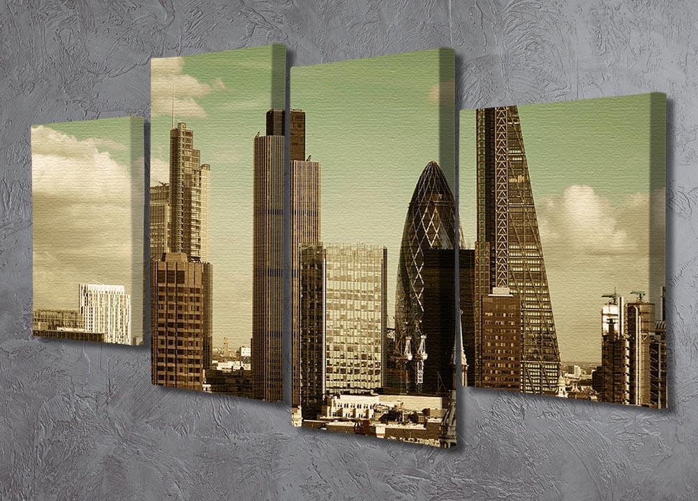 London city rooftop view with urban architectures 4 Split Panel Canvas  - Canvas Art Rocks - 2