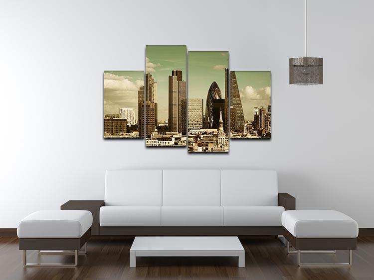 London city rooftop view with urban architectures 4 Split Panel Canvas  - Canvas Art Rocks - 3