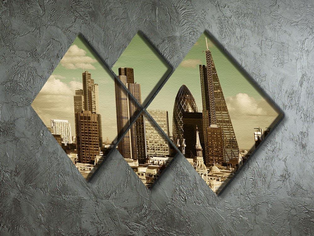 London city rooftop view with urban architectures 4 Square Multi Panel Canvas  - Canvas Art Rocks - 2