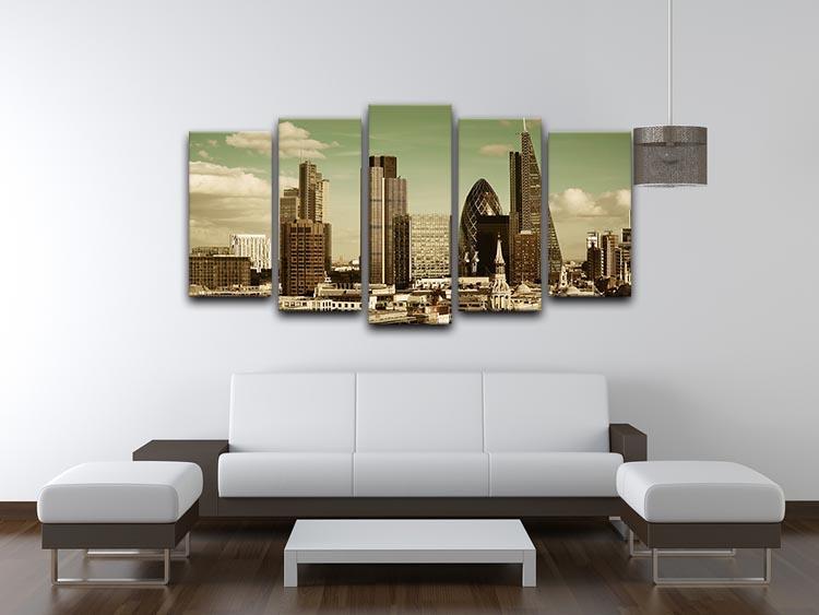 London city rooftop view with urban architectures 5 Split Panel Canvas  - Canvas Art Rocks - 3