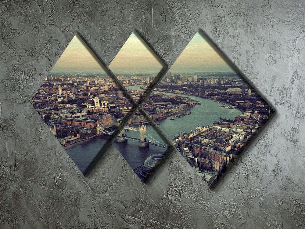 London rooftop view panorama at sunset 4 Square Multi Panel Canvas  - Canvas Art Rocks - 2