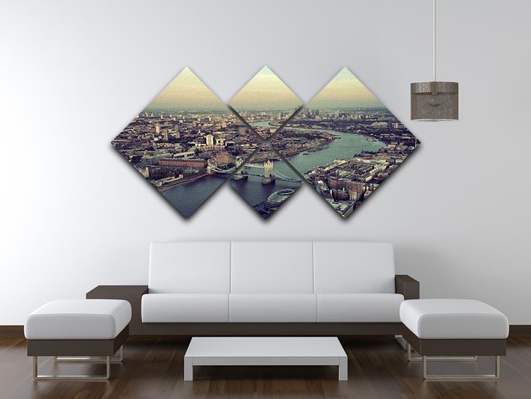London rooftop view panorama at sunset 4 Square Multi Panel Canvas  - Canvas Art Rocks - 3