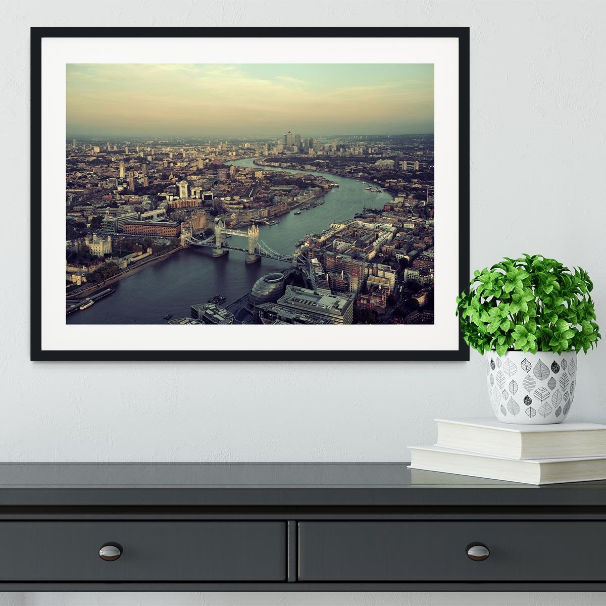 London rooftop view panorama at sunset Framed Print - Canvas Art Rocks - 1