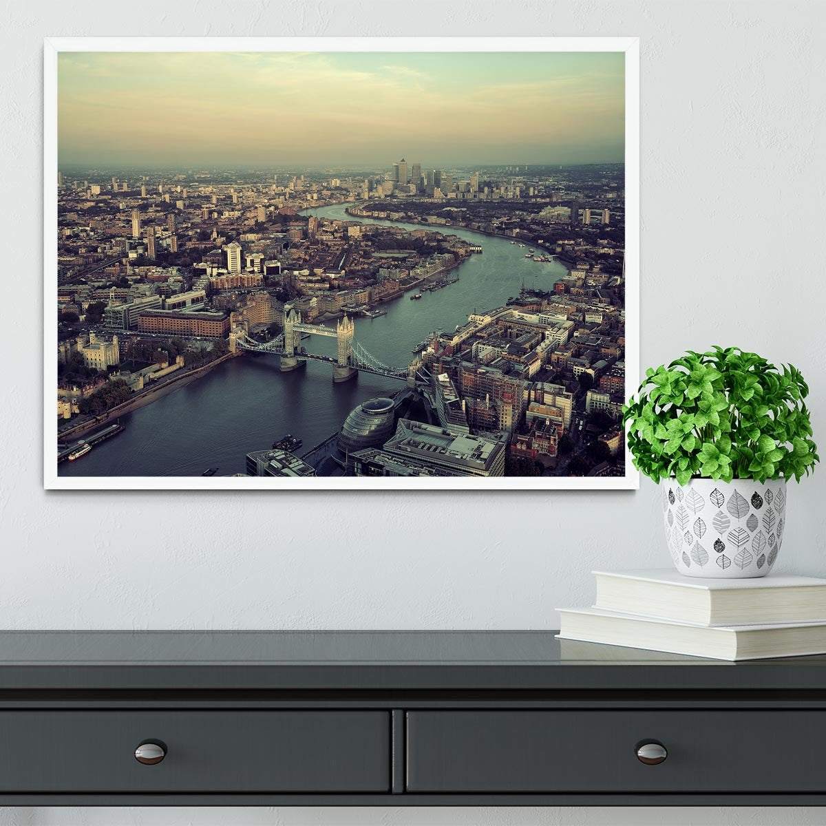 London rooftop view panorama at sunset Framed Print - Canvas Art Rocks -6