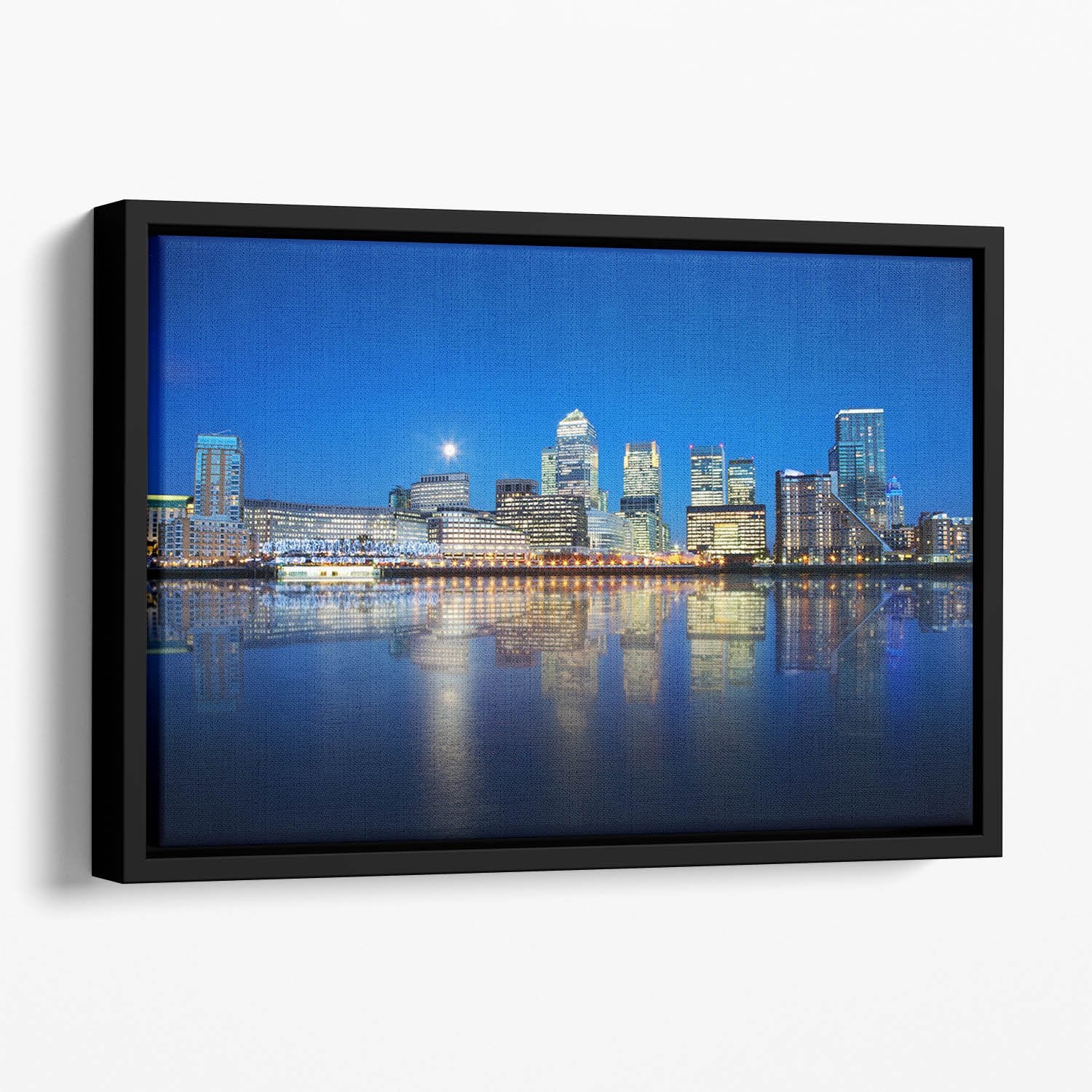 London skyscrapers reflected Floating Framed Canvas
