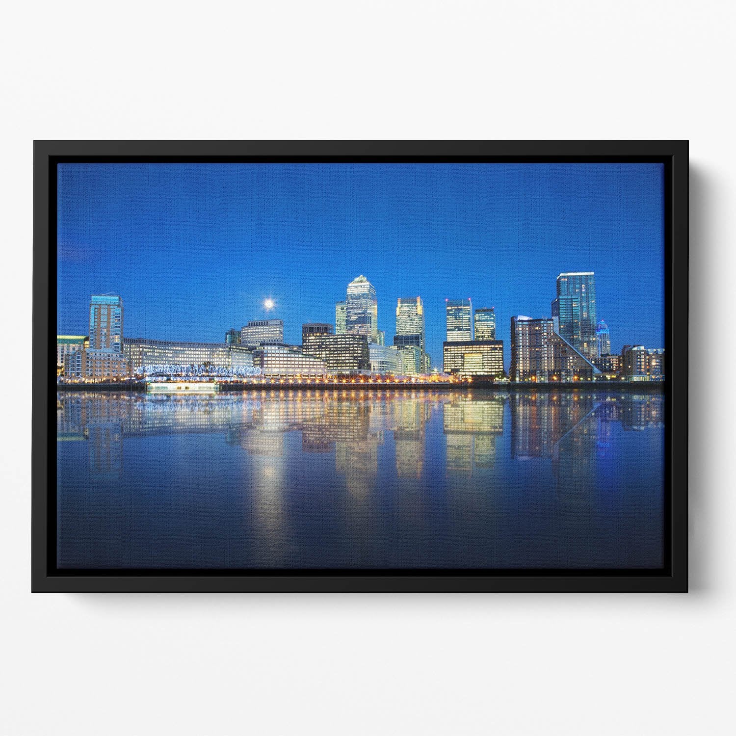 London skyscrapers reflected Floating Framed Canvas