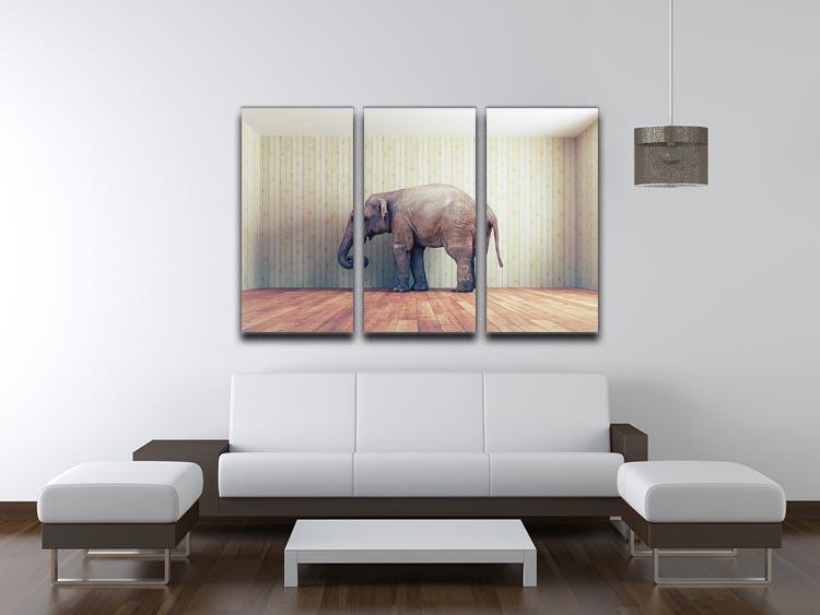 Lone elephant in the room 3 Split Panel Canvas Print - Canvas Art Rocks - 3