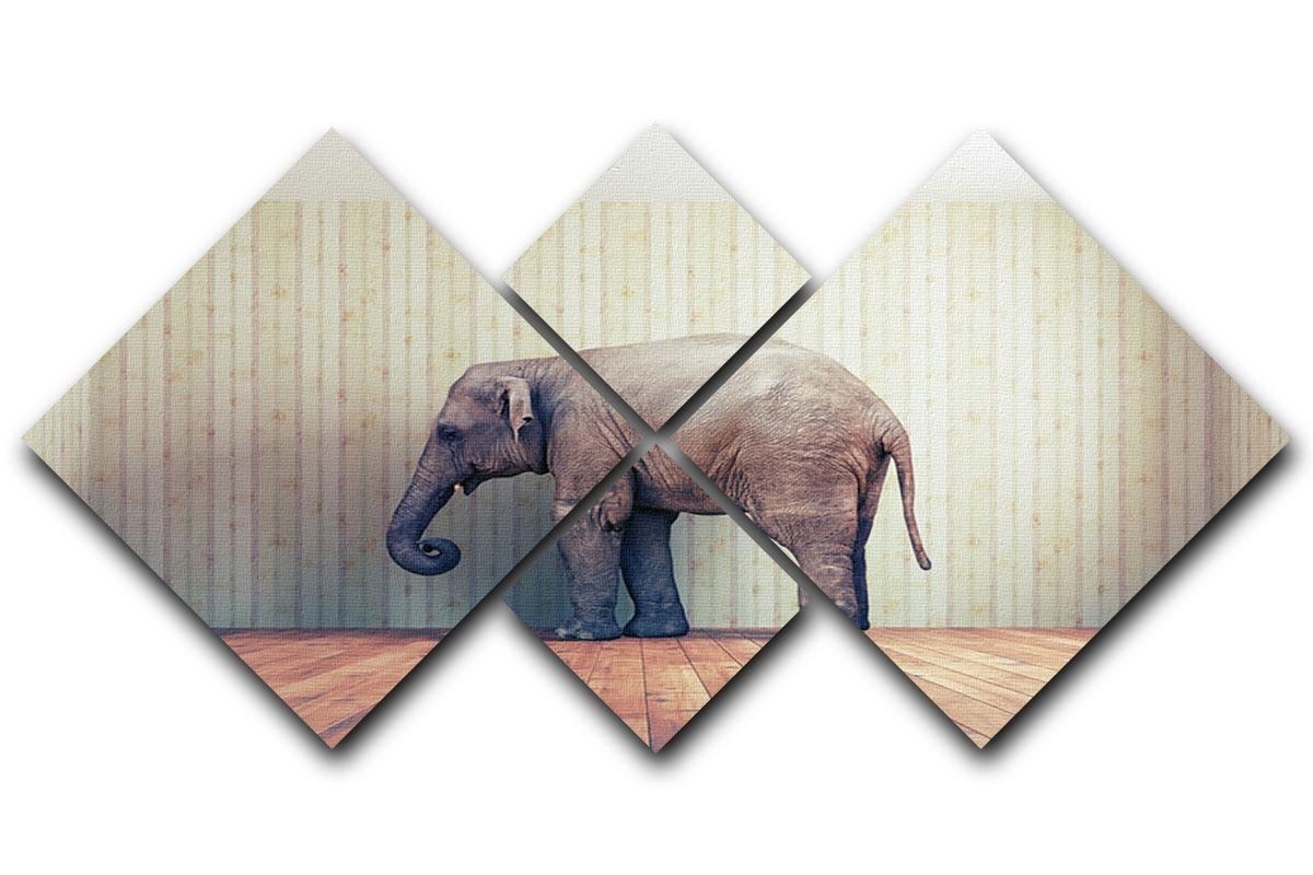 Lone elephant in the room 4 Square Multi Panel Canvas - Canvas Art Rocks - 1