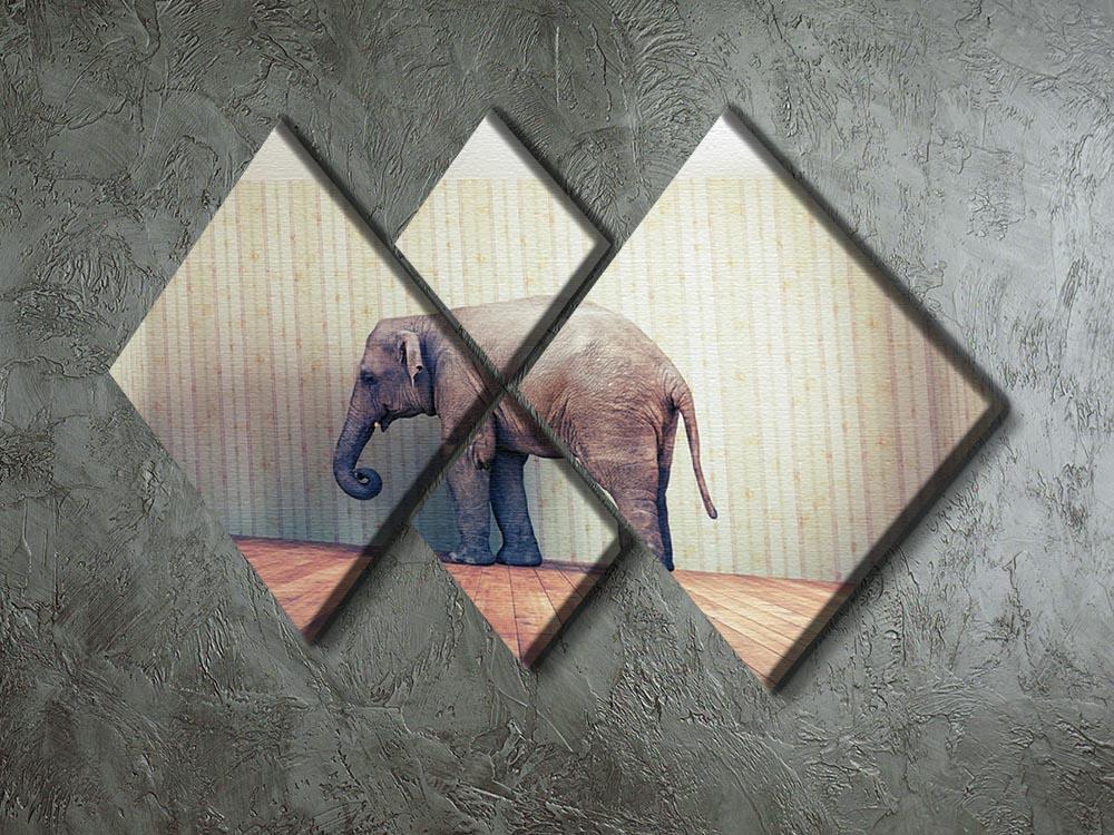 Lone elephant in the room 4 Square Multi Panel Canvas - Canvas Art Rocks - 2
