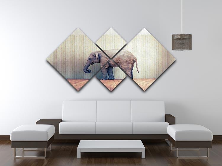 Lone elephant in the room 4 Square Multi Panel Canvas - Canvas Art Rocks - 3