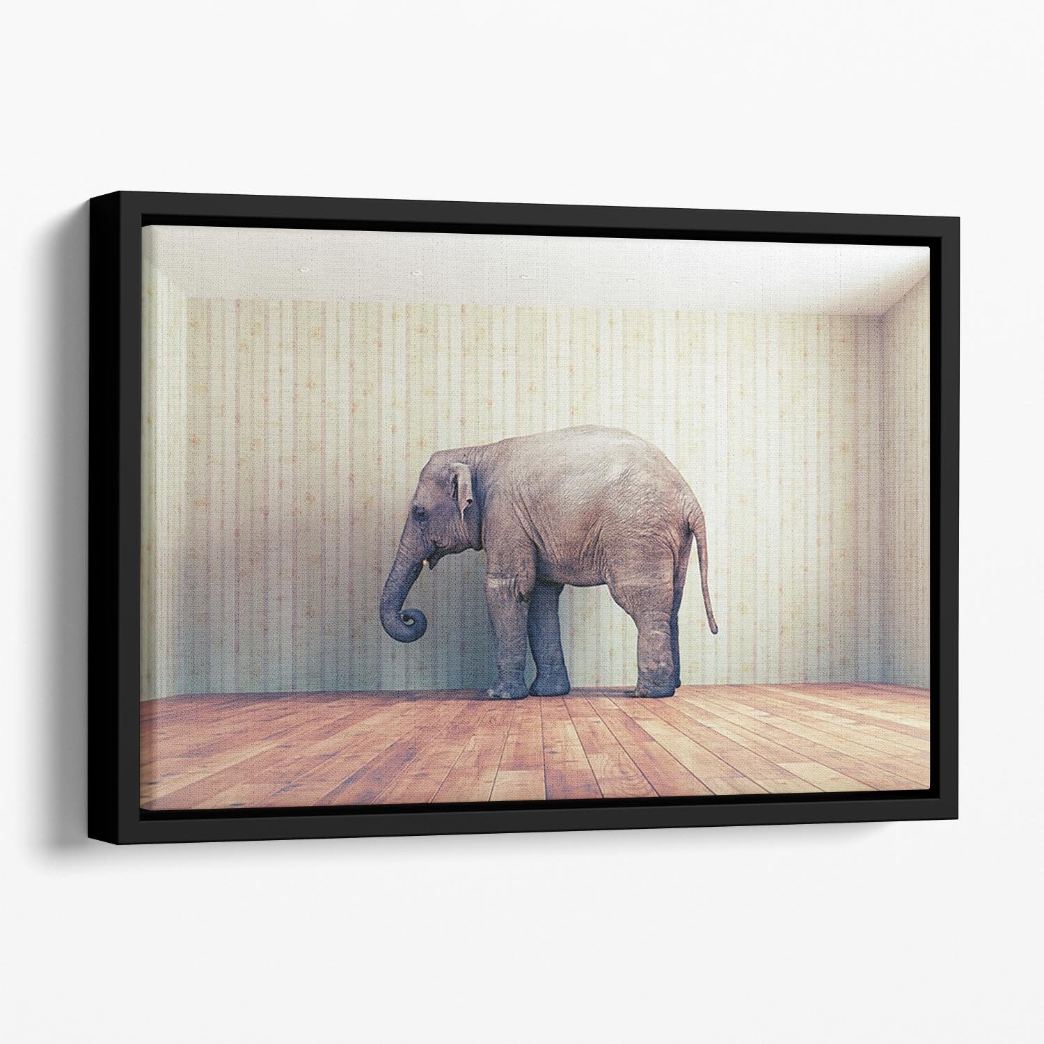 Lone elephant in the room Floating Framed Canvas - Canvas Art Rocks - 1