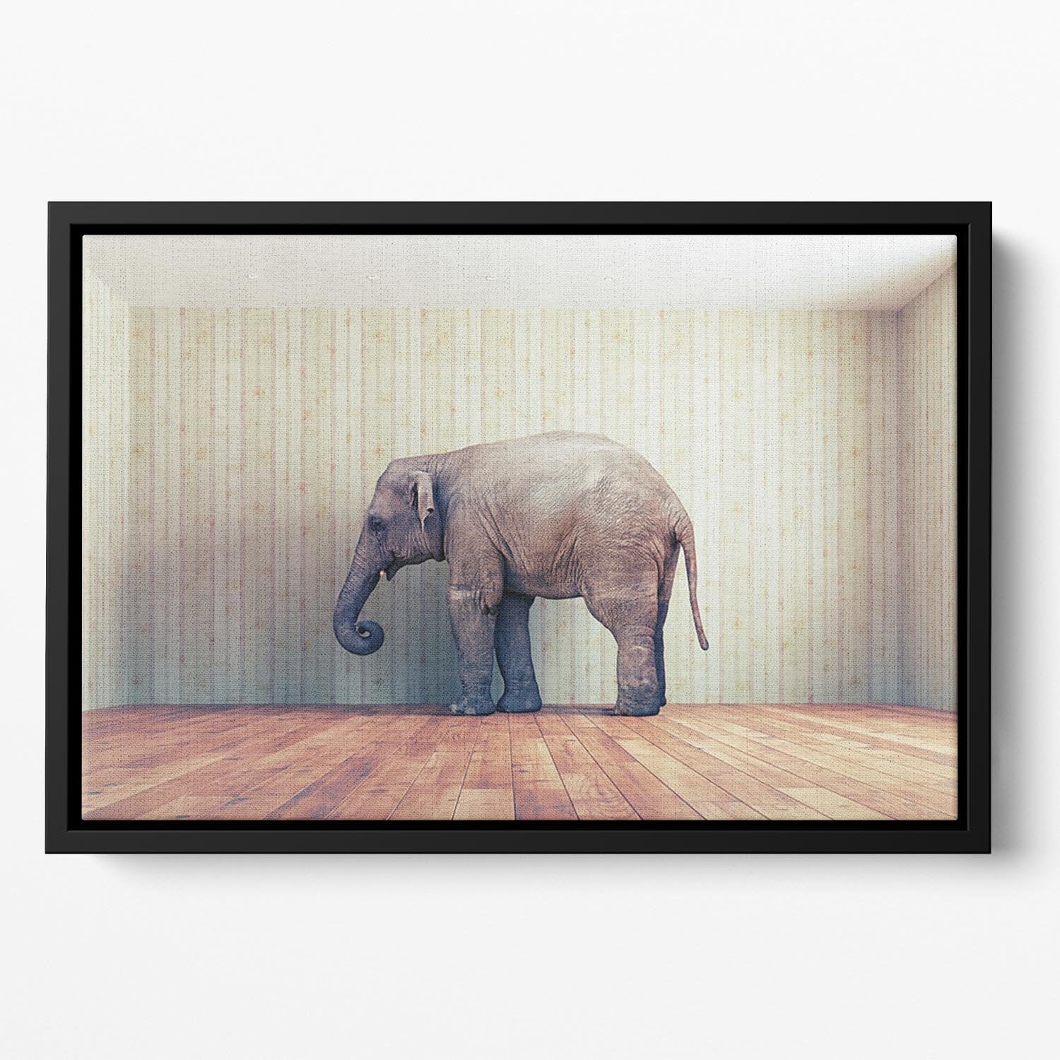 Lone elephant in the room Floating Framed Canvas - Canvas Art Rocks - 2