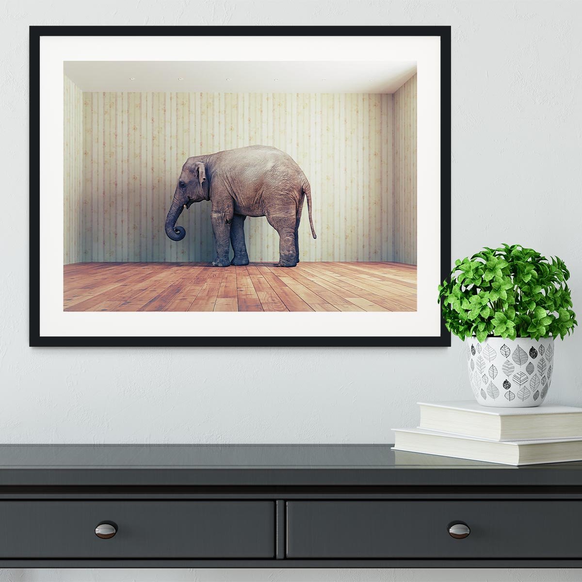 Lone elephant in the room Framed Print - Canvas Art Rocks - 1