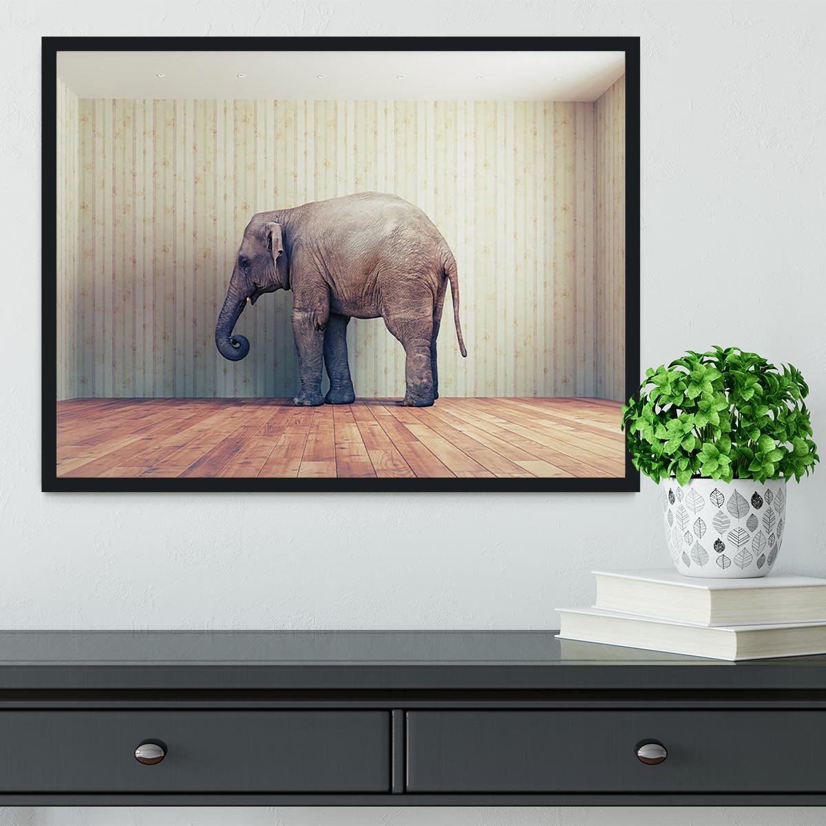 Lone elephant in the room Framed Print - Canvas Art Rocks - 2