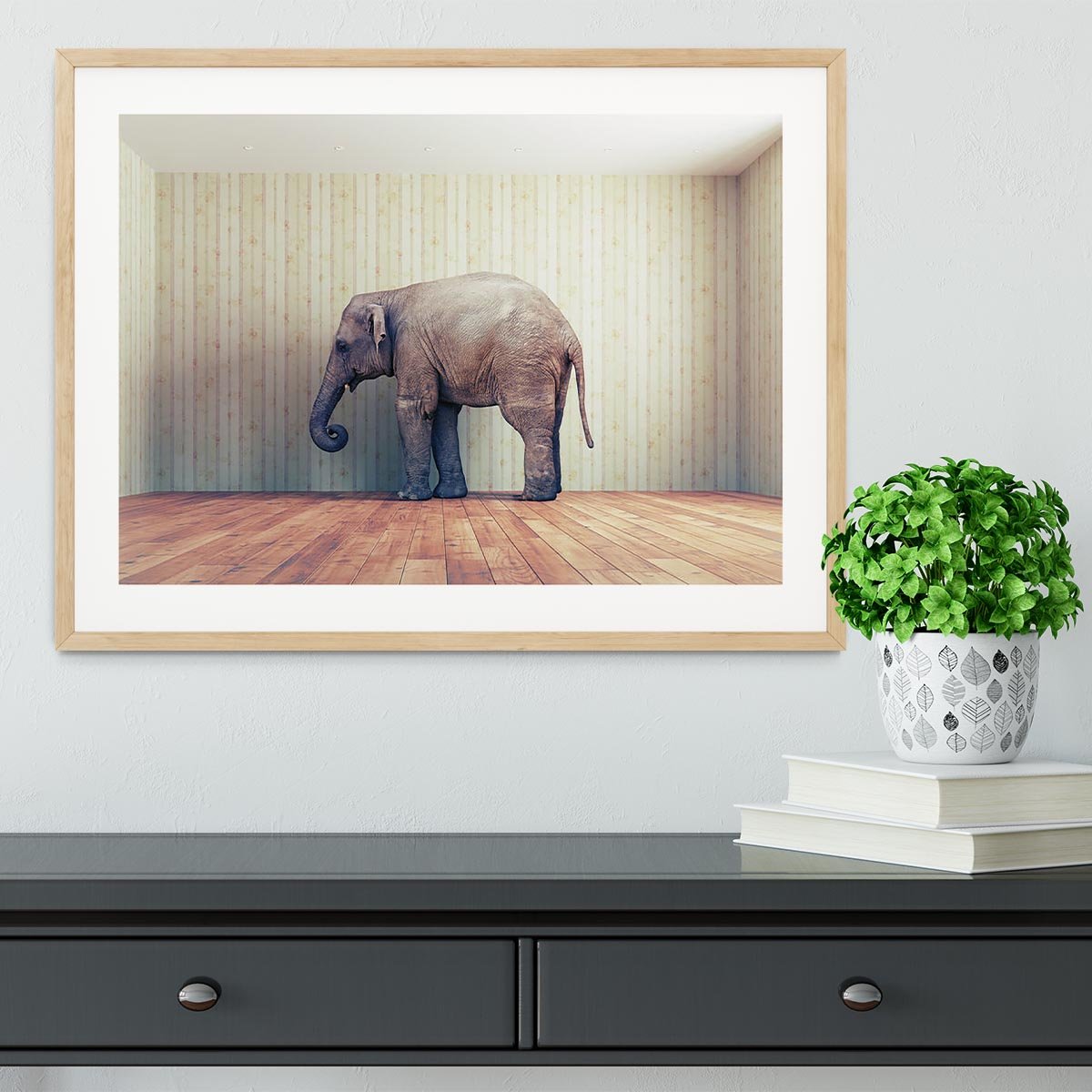Lone elephant in the room Framed Print - Canvas Art Rocks - 3