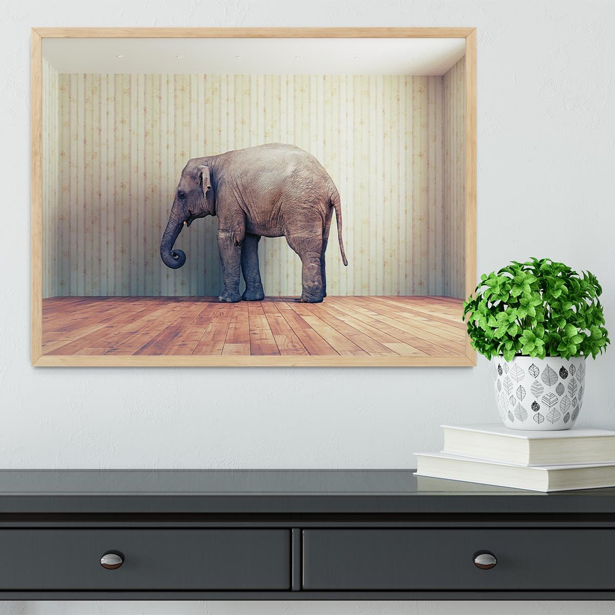 Lone elephant in the room Framed Print - Canvas Art Rocks - 4