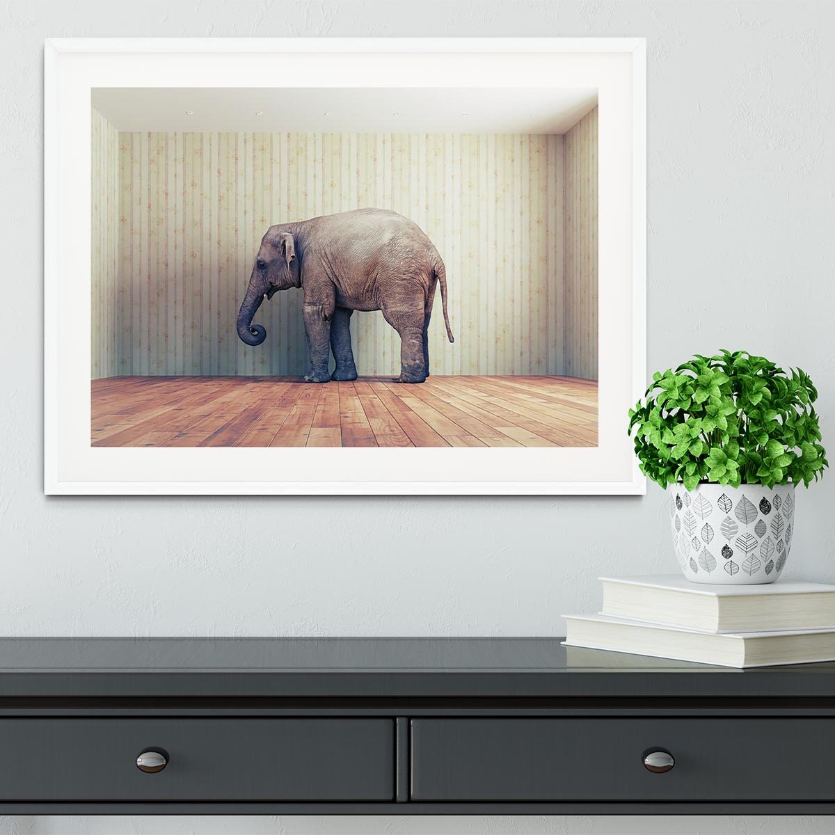 Lone elephant in the room Framed Print - Canvas Art Rocks - 5