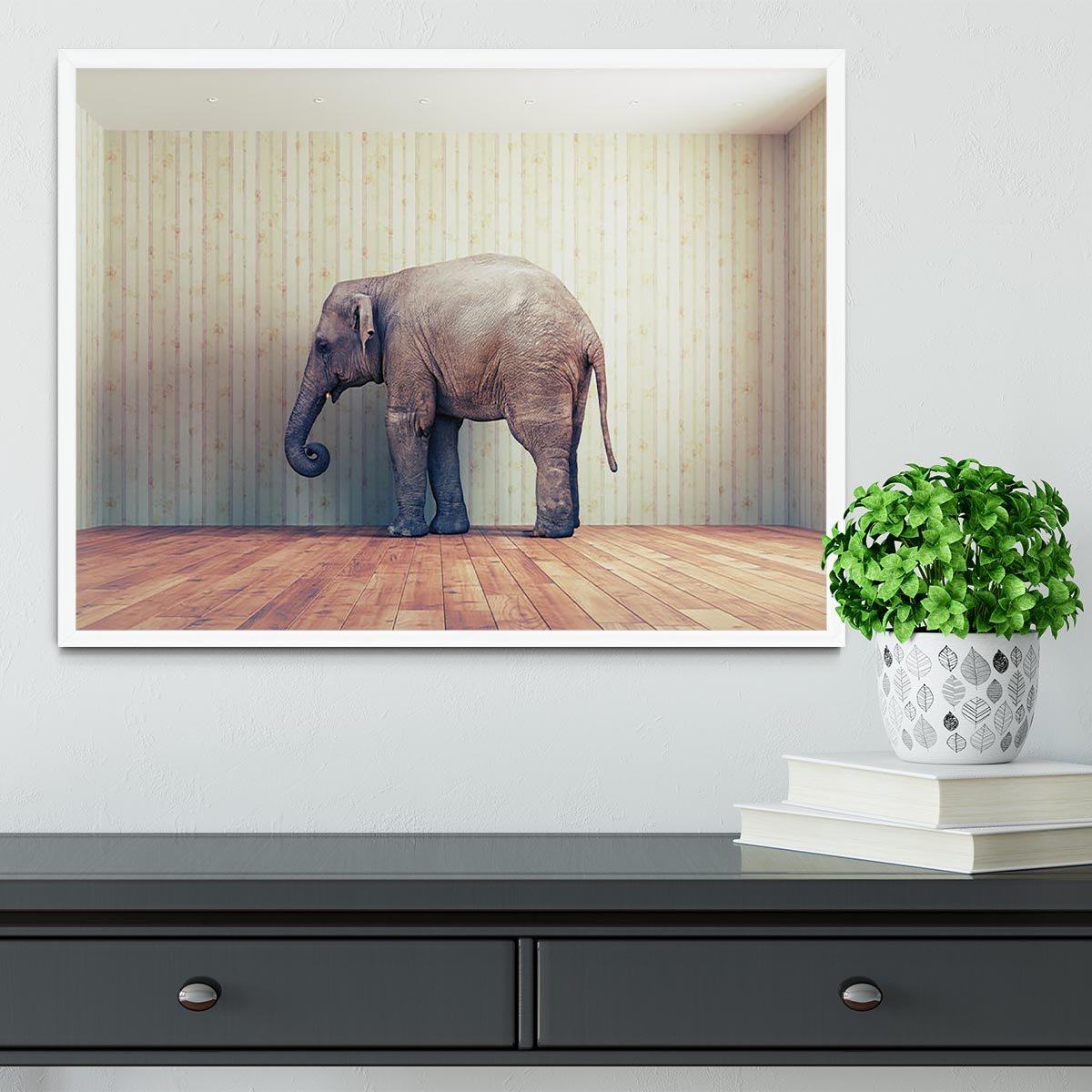 Lone elephant in the room Framed Print - Canvas Art Rocks -6