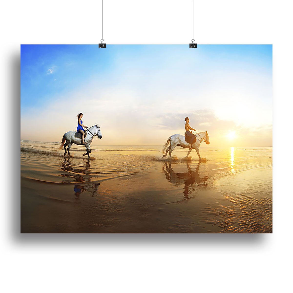 Love background Family and horse in the sunshine Canvas Print or Poster