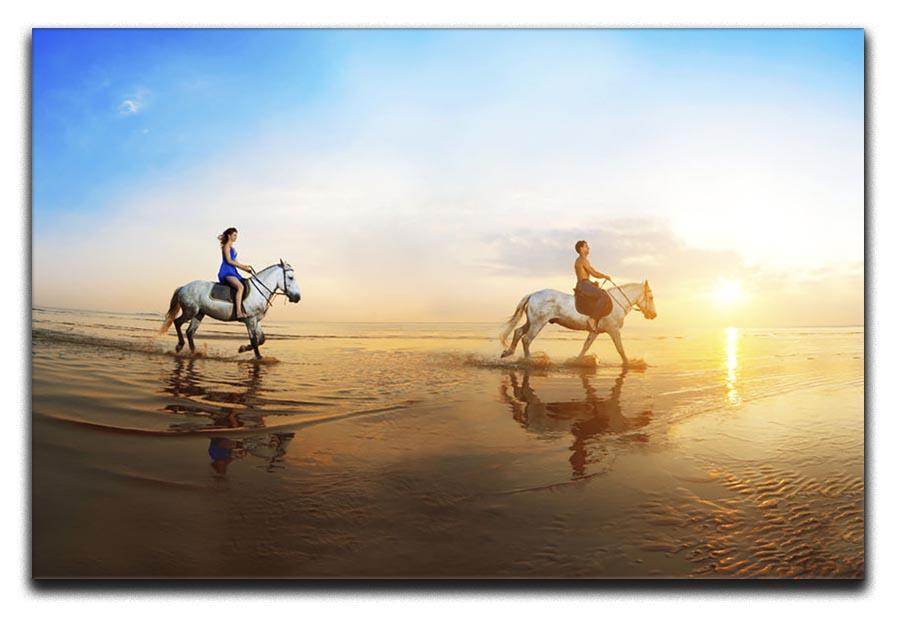 Love background Family and horse in the sunshine Canvas Print or Poster - Canvas Art Rocks - 1