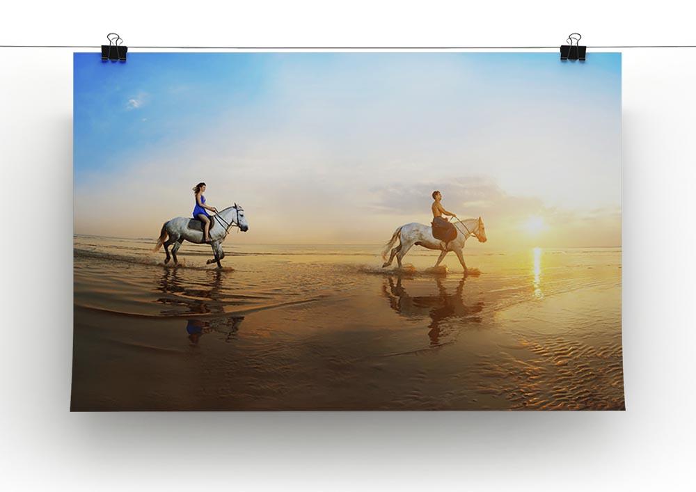 Love background Family and horse in the sunshine Canvas Print or Poster - Canvas Art Rocks - 2