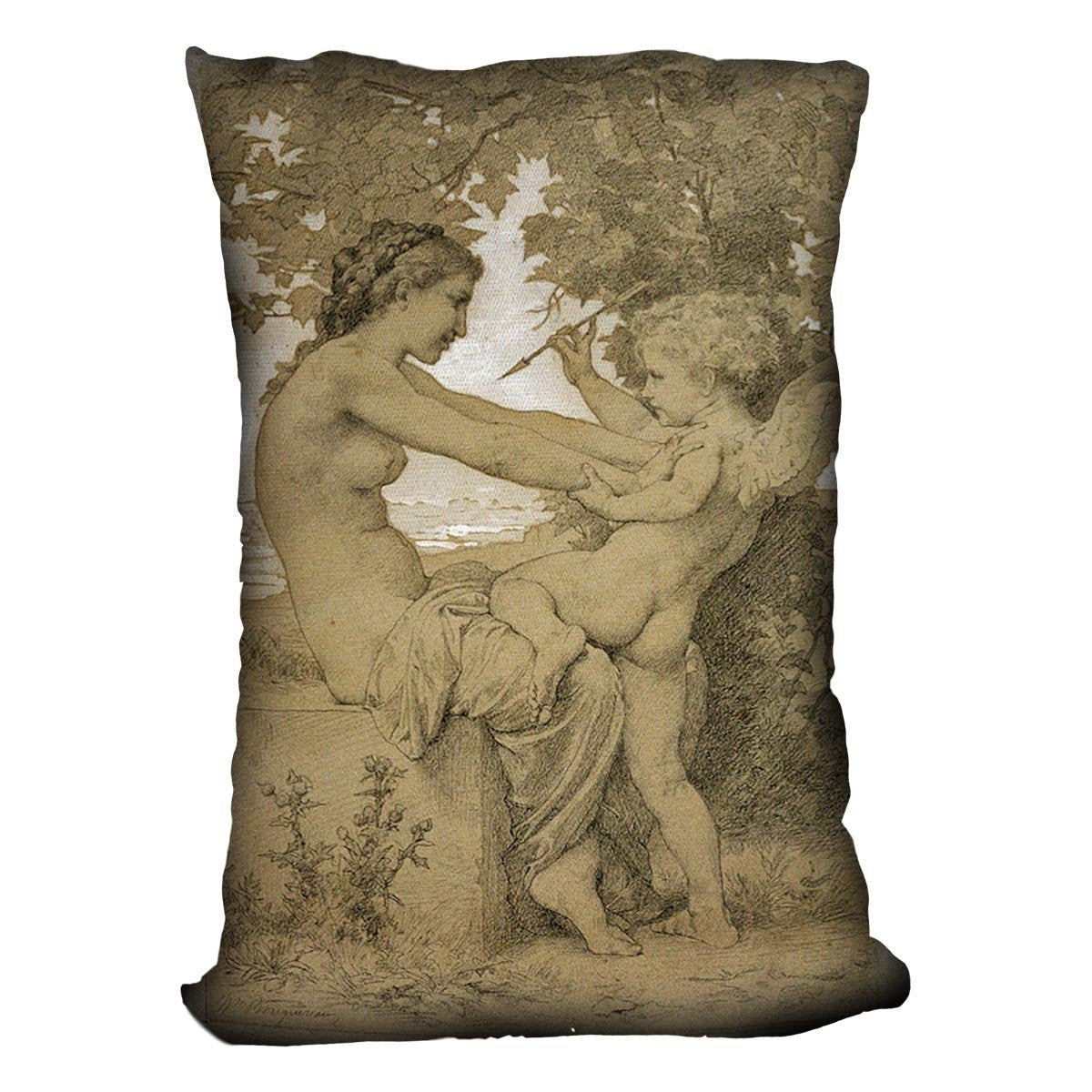 Loves Resistance By Bouguereau Throw Pillow
