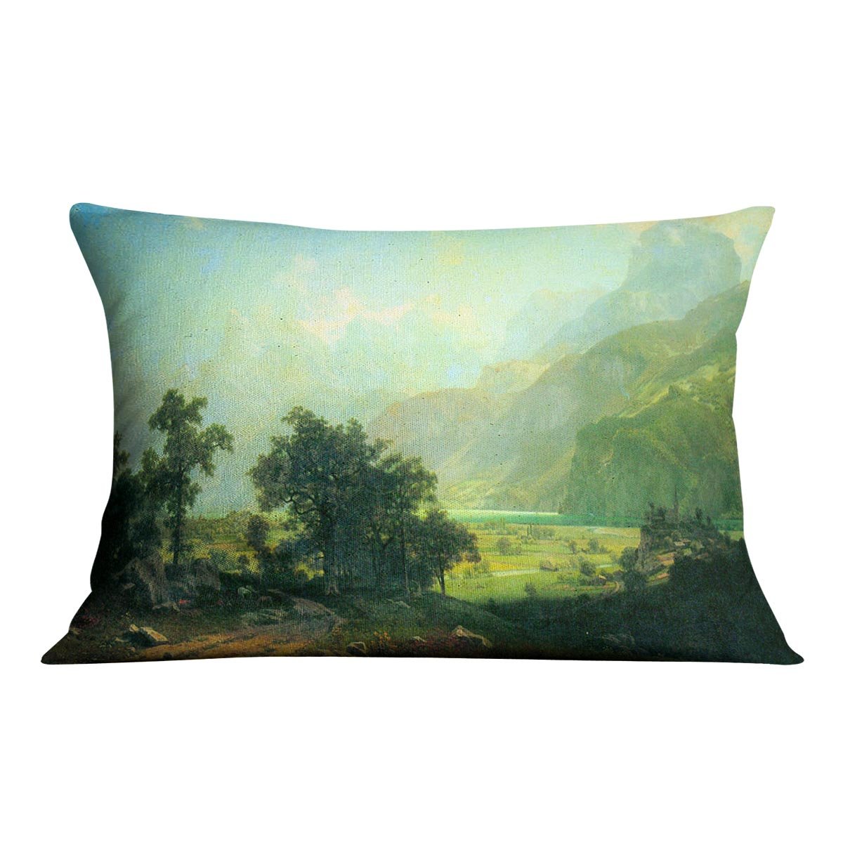 Lucerne Switzerland by Bierstadt Cushion - Canvas Art Rocks - 4