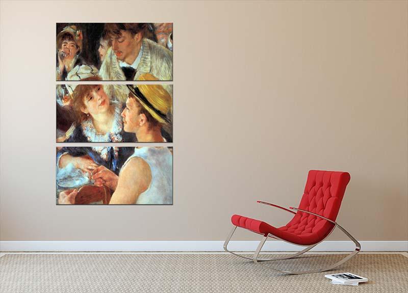 Lunch on the boat party detail by Renoir 3 Split Panel Canvas Print - Canvas Art Rocks - 2