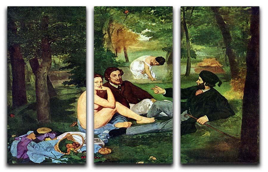 Luncheon on The Grass 1863 by Manet 3 Split Panel Canvas Print - Canvas Art Rocks - 1