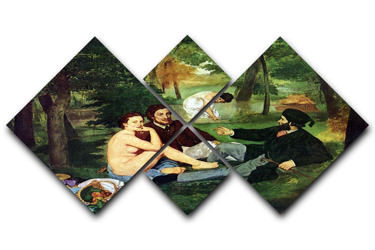 Luncheon on The Grass 1863 by Manet 4 Square Multi Panel Canvas  - Canvas Art Rocks - 1