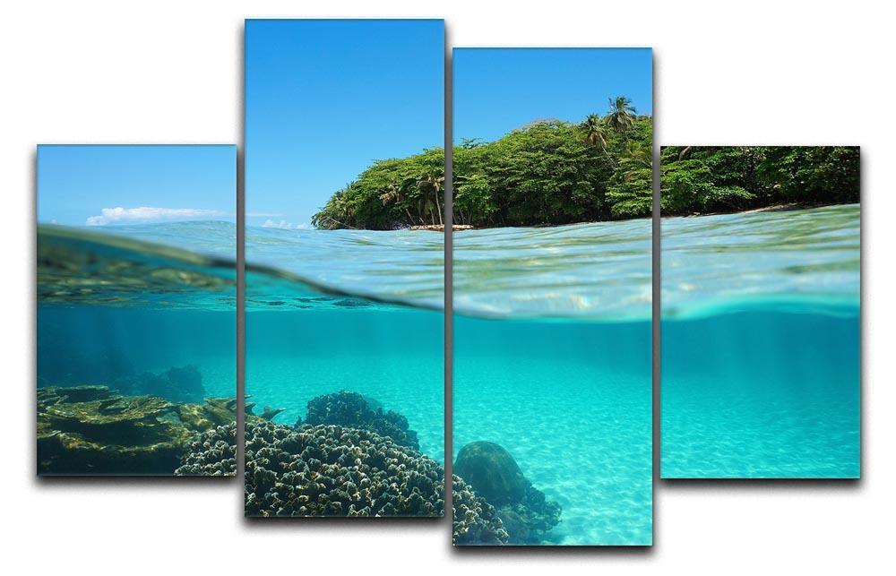 Lush tropical shore above waterline 4 Split Panel Canvas  - Canvas Art Rocks - 1