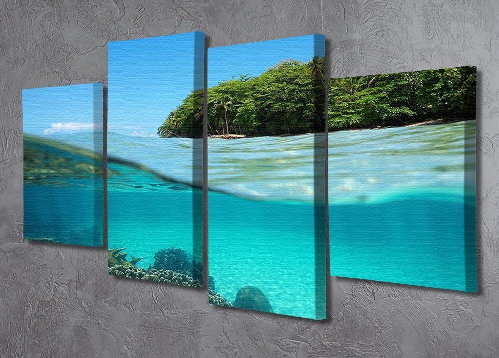 Lush tropical shore above waterline 4 Split Panel Canvas  - Canvas Art Rocks - 2