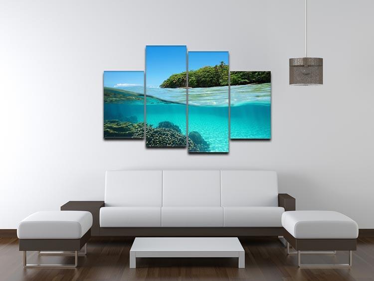 Lush tropical shore above waterline 4 Split Panel Canvas  - Canvas Art Rocks - 3