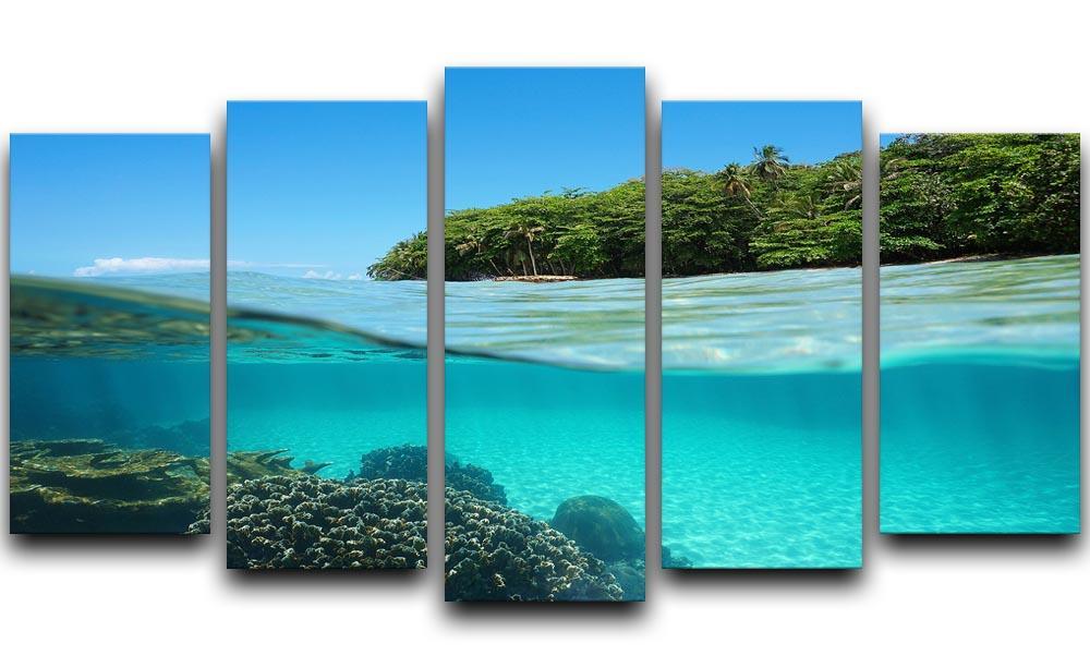 Lush tropical shore above waterline 5 Split Panel Canvas  - Canvas Art Rocks - 1