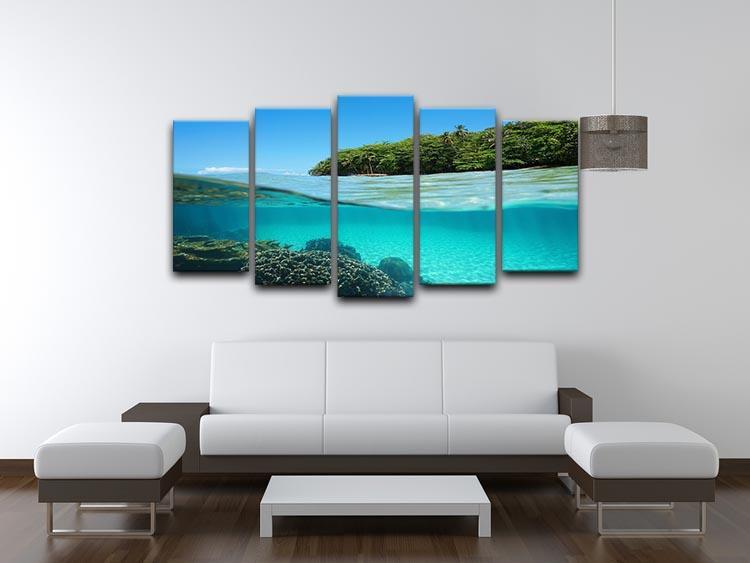 Lush tropical shore above waterline 5 Split Panel Canvas  - Canvas Art Rocks - 3