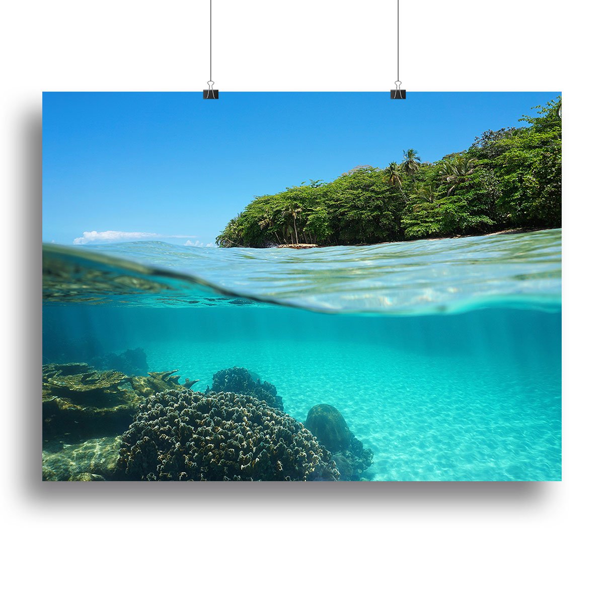 Lush tropical shore above waterline Canvas Print or Poster