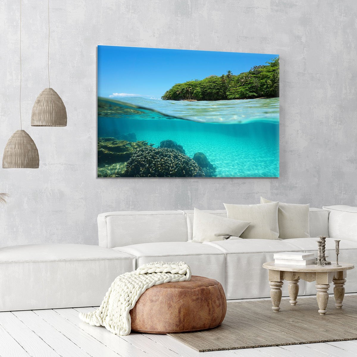 Lush tropical shore above waterline Canvas Print or Poster