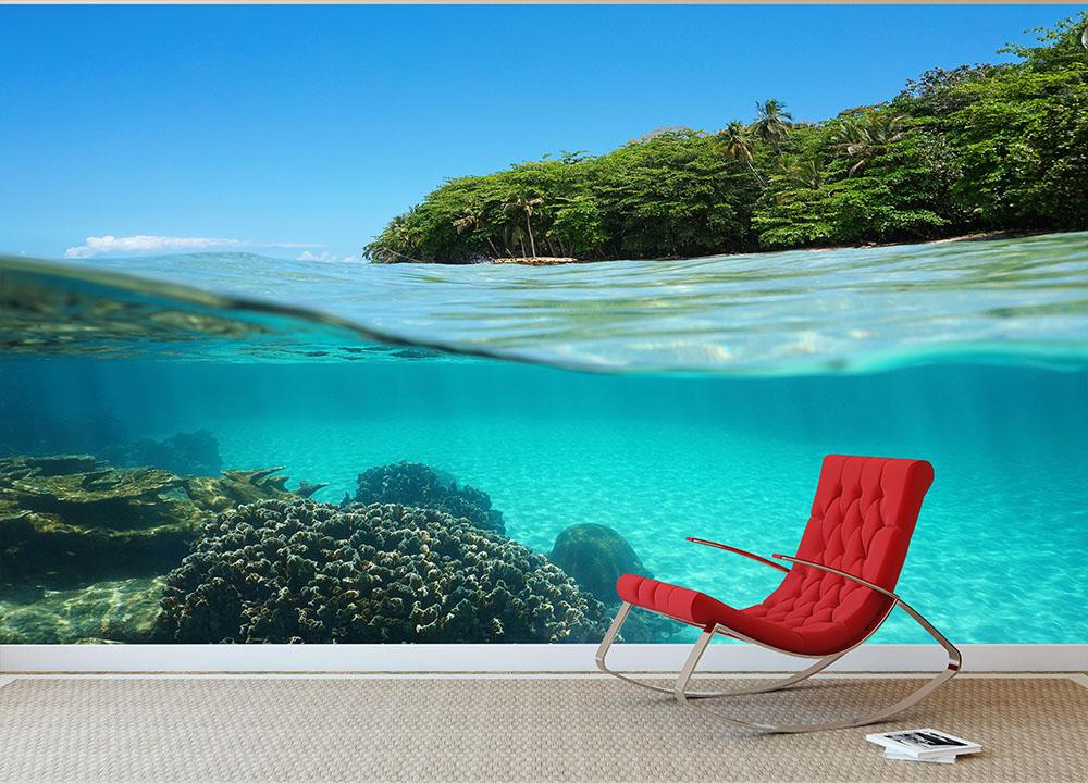 Lush tropical shore above waterline Wall Mural Wallpaper - Canvas Art Rocks - 3