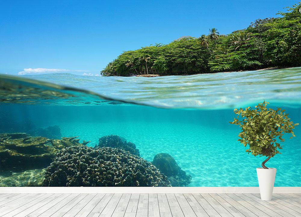 Lush tropical shore above waterline Wall Mural Wallpaper - Canvas Art Rocks - 4