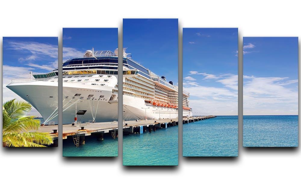 Luxury Cruise Ship in Port on sunny day 5 Split Panel Canvas  - Canvas Art Rocks - 1