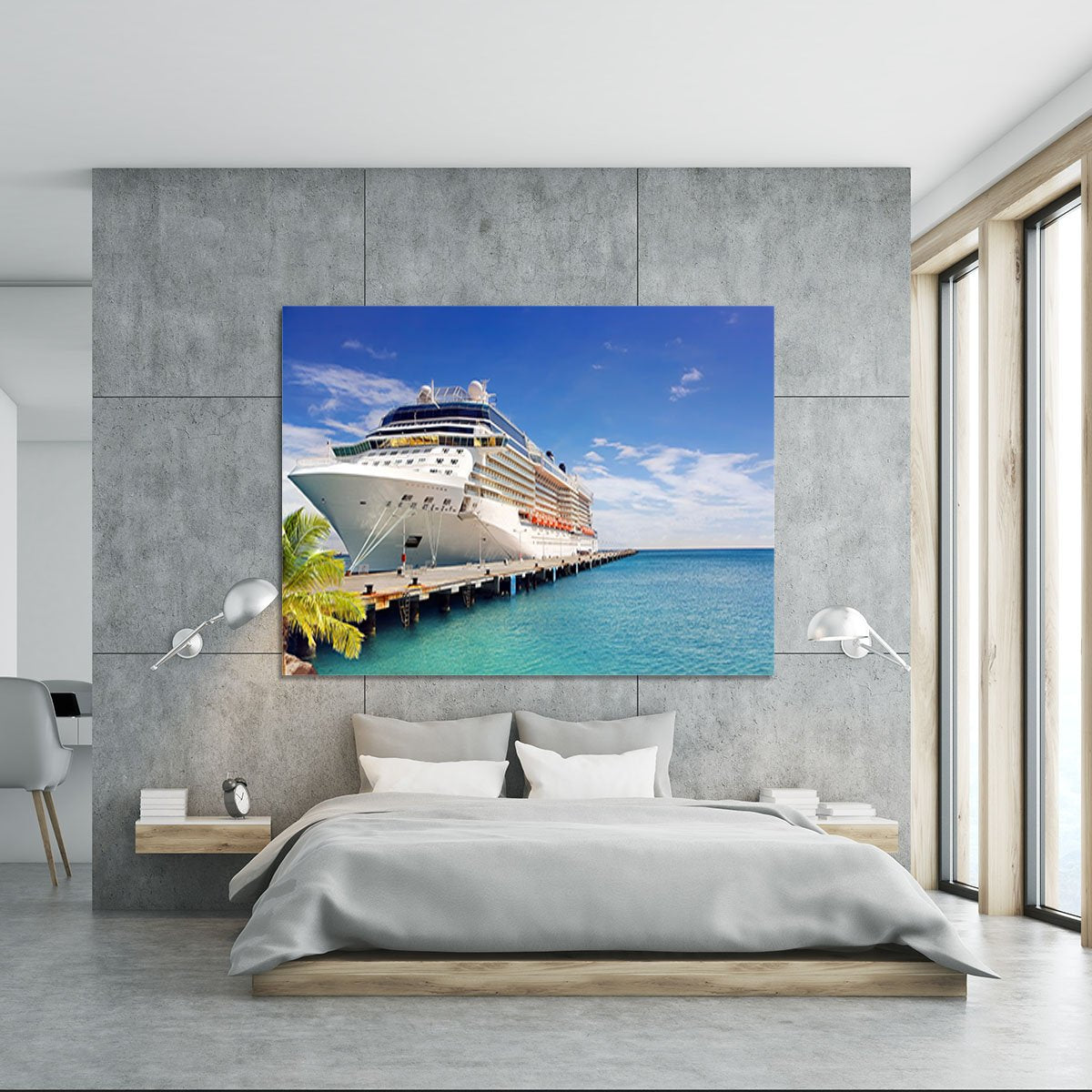 Luxury Cruise Ship in Port on sunny day Canvas Print or Poster