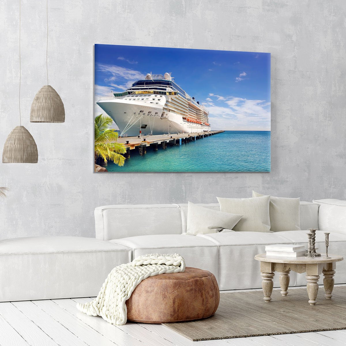 Luxury Cruise Ship in Port on sunny day Canvas Print or Poster