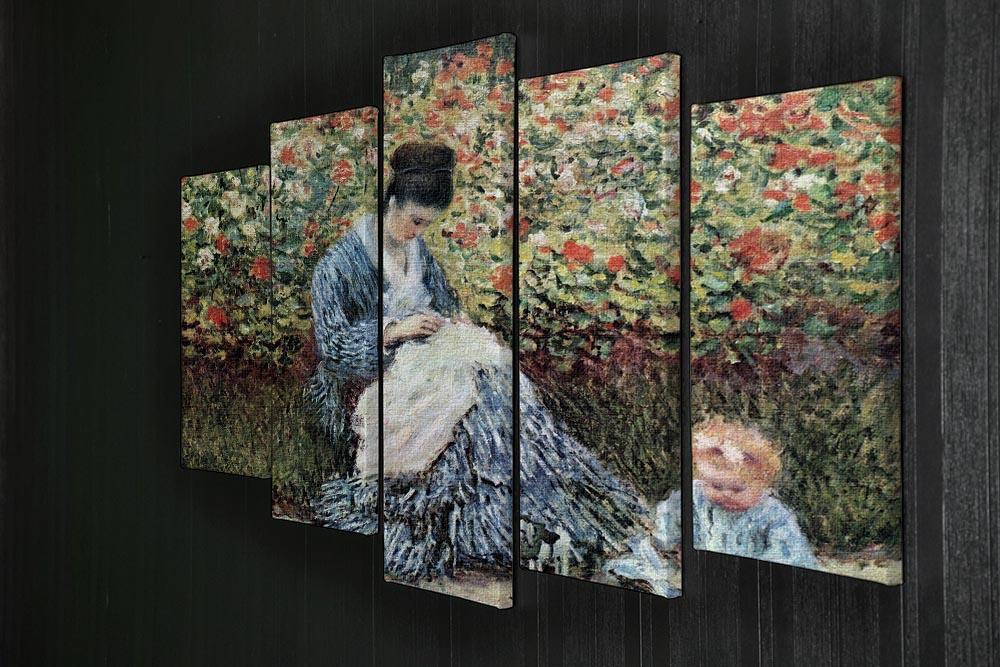 Madame Monet and child by Monet 5 Split Panel Canvas - Canvas Art Rocks - 2
