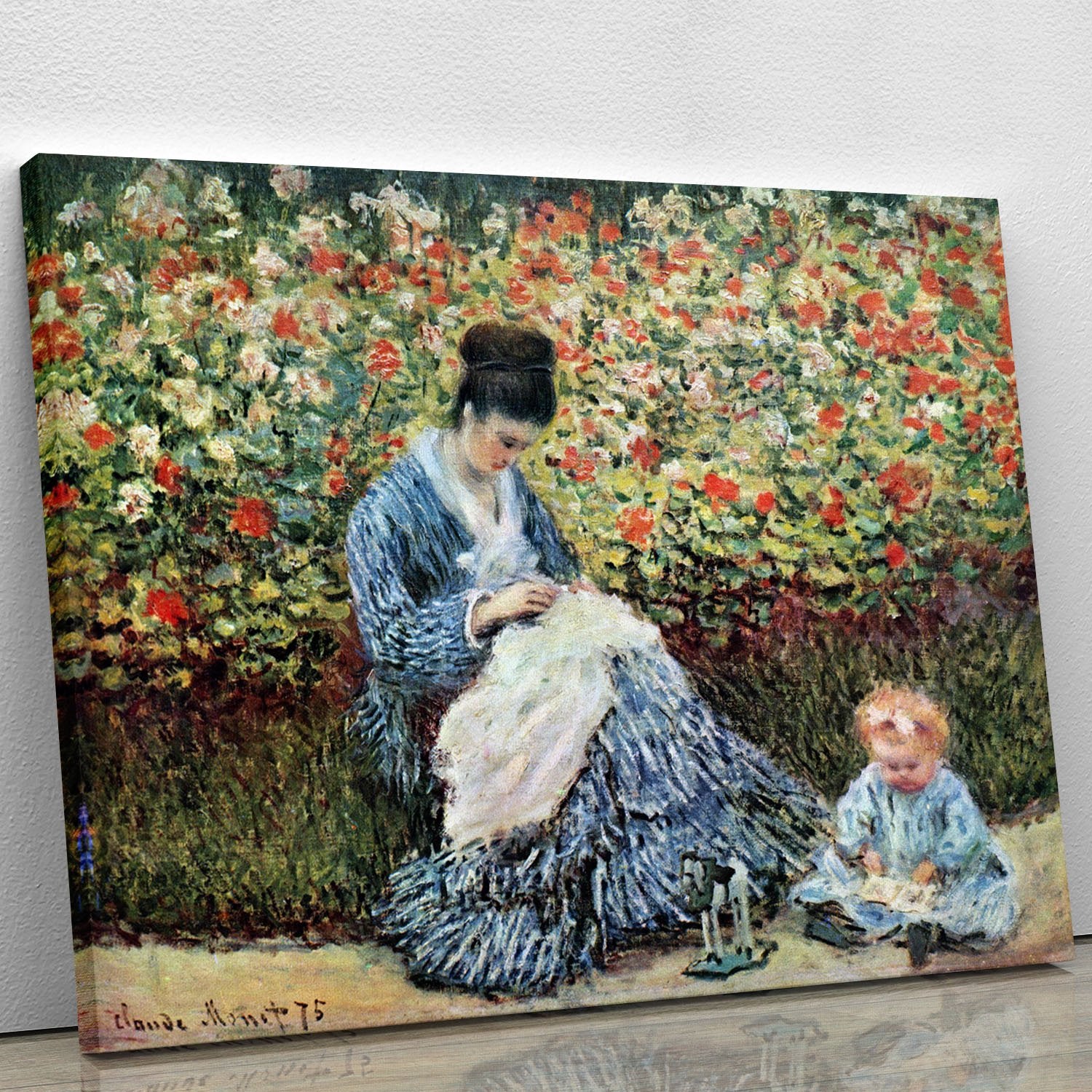 Madame Monet and child by Monet Canvas Print or Poster