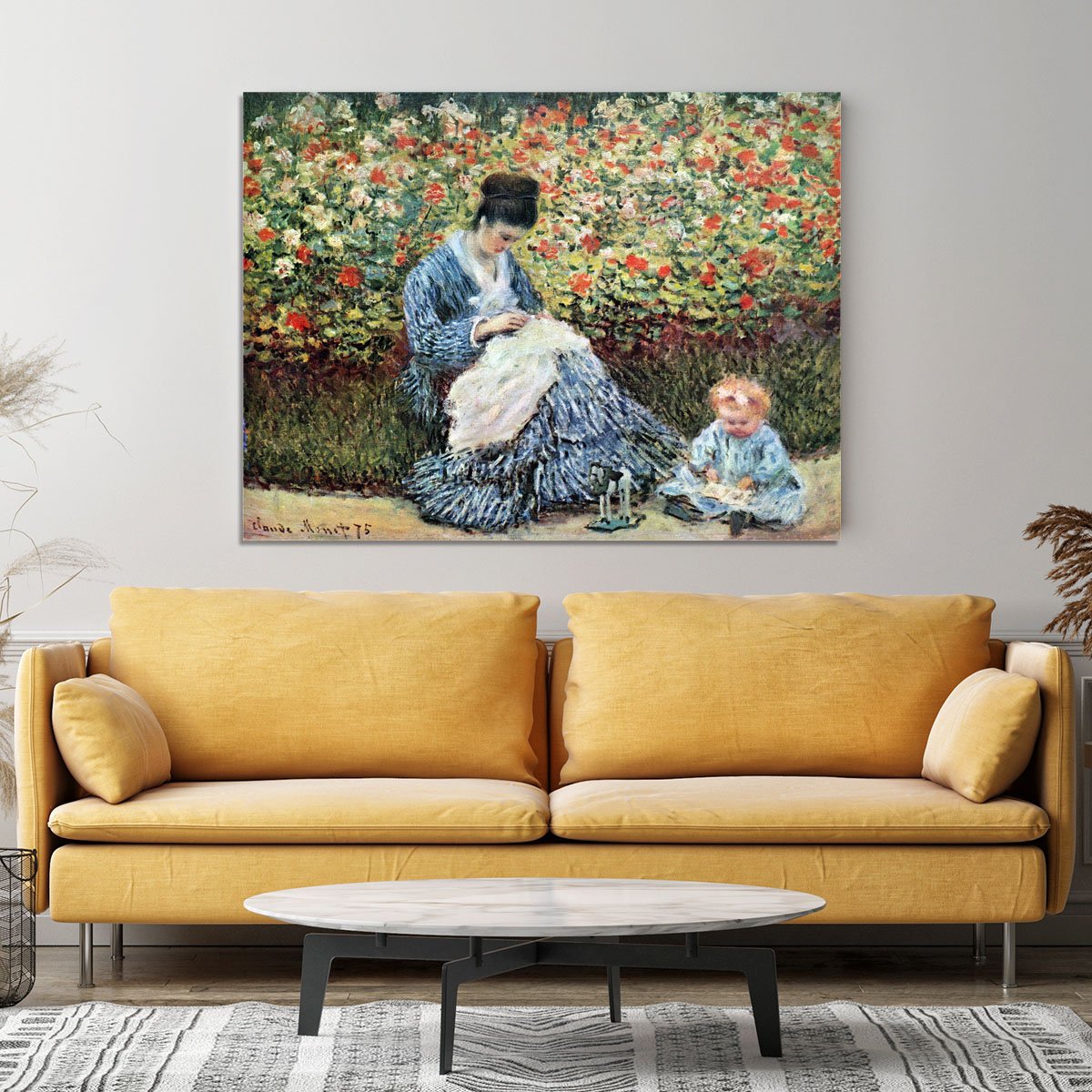 Madame Monet and child by Monet Canvas Print or Poster