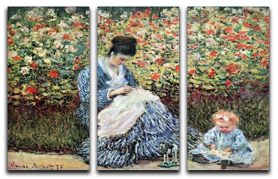 Madame Monet and child by Monet Split Panel Canvas Print - Canvas Art Rocks - 4