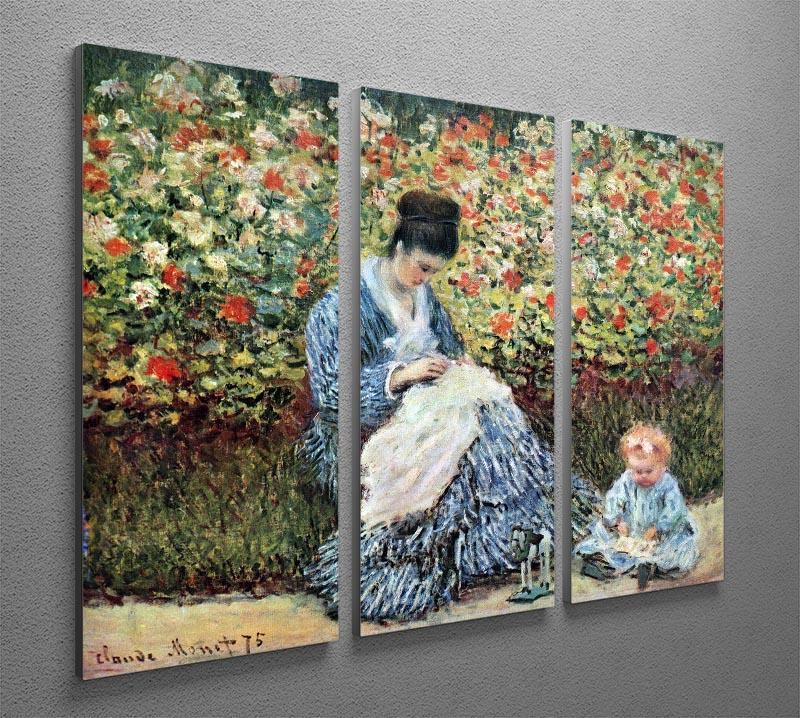 Madame Monet and child by Monet Split Panel Canvas Print - Canvas Art Rocks - 4
