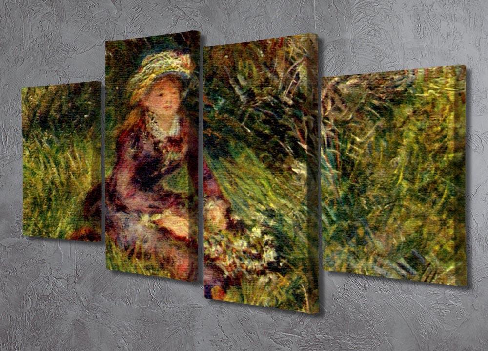 Madame Renoir with dog by Renoir 4 Split Panel Canvas - Canvas Art Rocks - 2