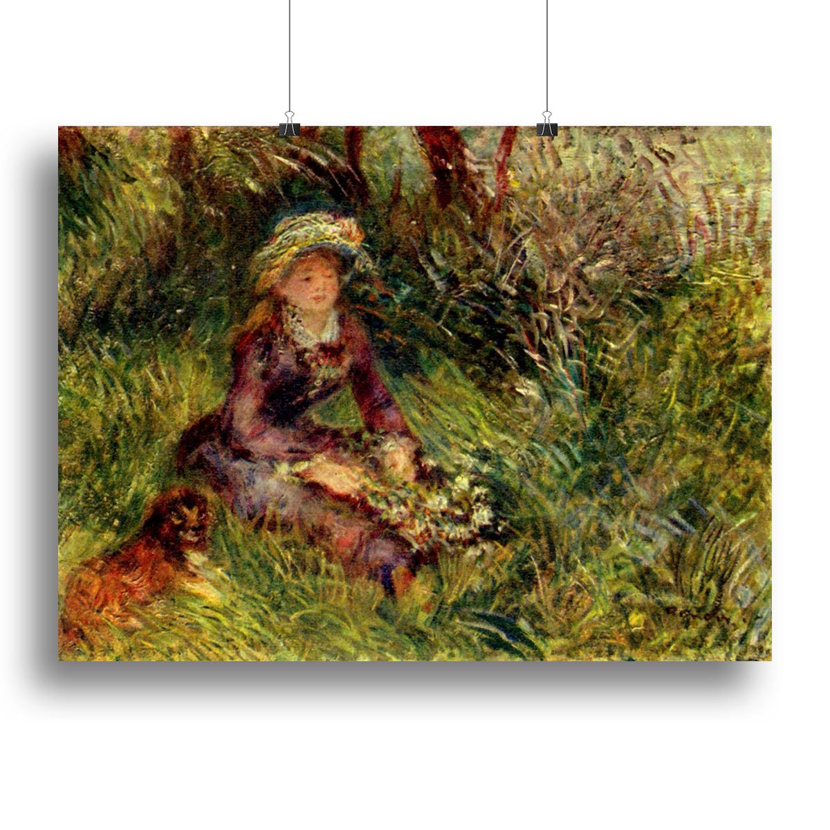 Madame Renoir with dog by Renoir Canvas Print or Poster